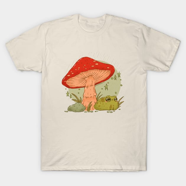 Mushroom Froggy T-Shirt by eraserheadarts